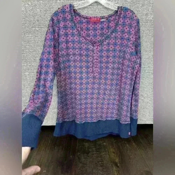 Josie Natori Pink & Purple
Geometric Floral Henley Long Sleeve Sleep‎ Shirt L - Picture 4 of 7